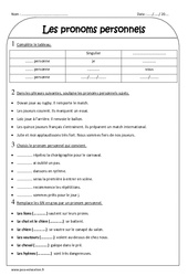 Pronoms personnels - Ce2 - Exercices avec correction - PDF à imprimer