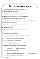 Pronoms personnels - Ce2 - Exercices  - PDF à imprimer