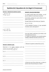 Système de 2 équations du 1er degré à 2 inconnues - 3ème - Exercices - PDF à imprimer