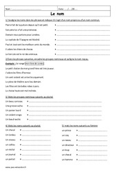 Masculin - Féminin - 6ème - Exercices sur le nom - PDF à imprimer
