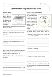 Sphères, boules - 3ème - Exercices - Géométrie dans l’espace - PDF à imprimer
