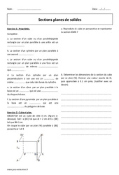 Sections planes de solides - 3ème - Exercices corrigés  - PDF à imprimer