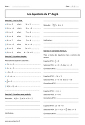 Equations du 1er degré - 4ème - Exercices corrigés - PDF à imprimer