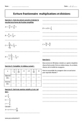 Ecriture fractionnaire - Multiplications et divisions - 4ème - Exercices