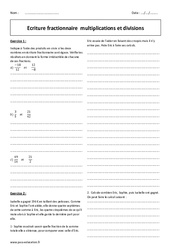 Multiplications et divisions d'écriture fractionnaire - 4ème - Exercices à imprimer