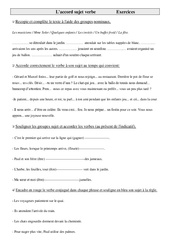 Accord sujet verbe - Exercices - Grammaire - Cm1 - Cycle 3