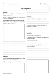 Tangentes - 4ème - Exercices  - PDF à imprimer