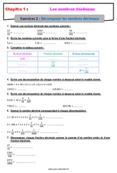 Décomposer les nombres décimaux - 6ème - Révisions - Exercices avec correction