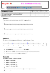 Demi-droite graduée - 6ème - Evaluation avec la correction sur les nombres décimaux - PDF à imprimer
