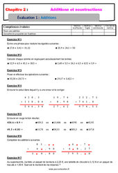 Addition des nombres décimaux - 6ème - Evaluation, bilan, contrôle avec la correction - PDF à imprimer