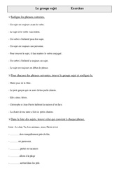 Groupe sujet - Cm1 - Exercices - Grammaire - Cycle 3