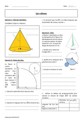 Cônes - 4ème - Exercices avec correction - PDF à imprimer