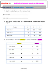 Ordre de grandeur d’un produit - 6ème - Révisions - Exercices avec correction - Multiplication des nombres décimaux - PDF à imprimer