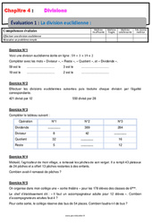 La division euclidienne - 6ème - Evaluation, bilan, contrôle avec la correction - Divisions - PDF à imprimer