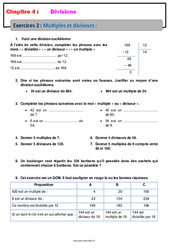 Multiples et diviseurs - 6ème - Révisions - Exercices avec correction - Divisions - PDF à imprimer