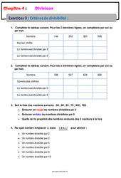 Critères de divisibilité - 6ème - Révisions - Exercices avec correction - Divisions - PDF à imprimer
