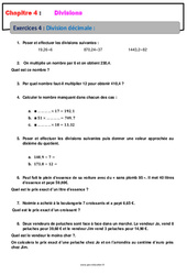 Division décimale - 6ème - Révisions - Exercices avec correction - Divisions