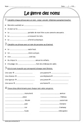 Féminin - Masculin - Ce2 - Exercices sur le genre des noms - PDF à imprimer