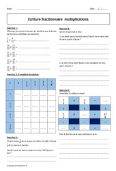 Multiplications - 5ème - Exercices corrigés - Ecriture fractionnaire