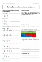 Addition - Soustraction - 5ème - Exercices - Ecriture fractionnaire