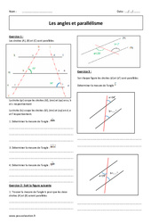 Parallélisme - Angles - 5ème - Exercices  - PDF à imprimer