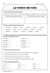 Nombre des noms - Singulier - Pluriel - Ce2 - Exercices - PDF à imprimer