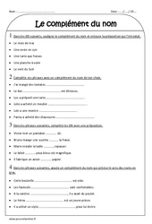 Complément du nom - Ce2 - Exercices corrigés - PDF à imprimer