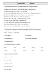 Contraires - Cm1 - Exercices - Vocabulaire - PDF à imprimer