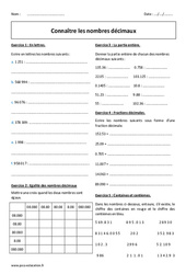 Nombres décimaux - 6ème - Exercices  - PDF à imprimer