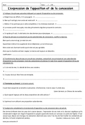 Expression - Opposition - Concession - 3ème - Exercices   - PDF à imprimer