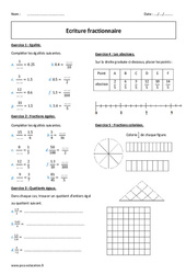 Nombres en écriture fractionnaire - 6ème - Exercices  - PDF à imprimer