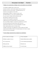 Sens propre et sens figuré - Cm1 – Exercices – Vocabulaire - Cycle 3 - PDF à imprimer