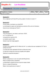 Situations problèmes - 6ème - Evaluation, bilan, contrôle avec la correction - Les fractions - PDF à imprimer