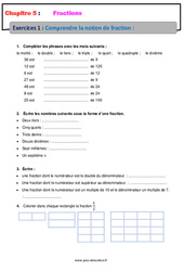 Comprendre la notion de fraction - 6ème - Révisions - Exercices avec correction - Les fractions - PDF à imprimer