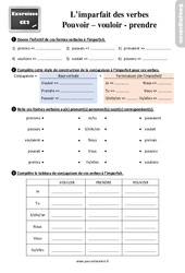 Imparfait des verbes vouloir, pouvoir, prendre au Ce2 - Révisions, exercices - PDF à imprimer