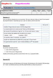 Grandeurs proportionnelles - 6ème - Evaluation, bilan, contrôle avec la correction - Proportionnalité - PDF à imprimer