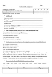 Evaluation de français cm1 - Conjugaison:  Le verbe - PDF à imprimer