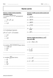 Racine carrée - Seconde - Exercices  - PDF à imprimer