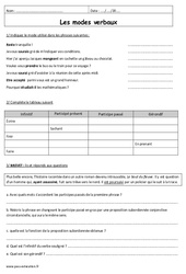 Modes verbaux - 3ème - Exercices corrigés  - PDF à imprimer