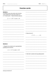 Fonction carrée - Seconde - Exercices  - PDF à imprimer