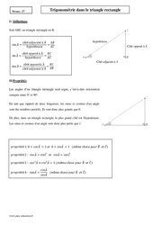 Trigonométrie dans le triangle rectangle - Seconde - Cours - PDF à imprimer