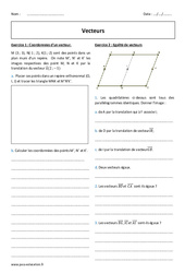 Vecteurs - 2nde - Exercices corrigés - PDF à imprimer