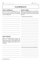 Parallélogramme - 2nde - Exercices corrigés - PDF à imprimer