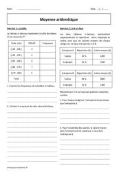 Moyenne arithmétique - 2de - Exercices corrigés  - PDF à imprimer