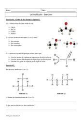 Molécules - 2nde - Exercices corrigés à imprimer