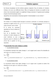 Solution aqueuse - Seconde - Cours