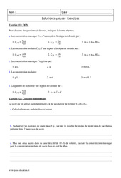 Solution aqueuse - 2nde - Exercices corrigés - PDF à imprimer