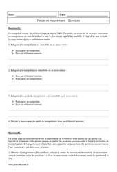 Mouvement - Force - 2nde - Exercices corrigés - PDF à imprimer