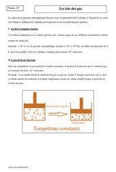 Lois des gaz - Seconde - Cours - PDF à imprimer