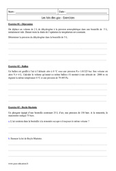Lois des gaz - 2ndes - Exercices corrigés - PDF à imprimer